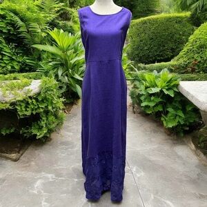 Purple Linen and Chiffon Maxi Dress M